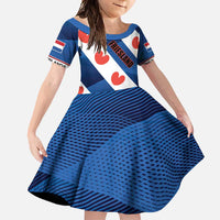 Netherlands Friesland Province Family Matching Off Shoulder Maxi Dress and Hawaiian Shirt Flag Style