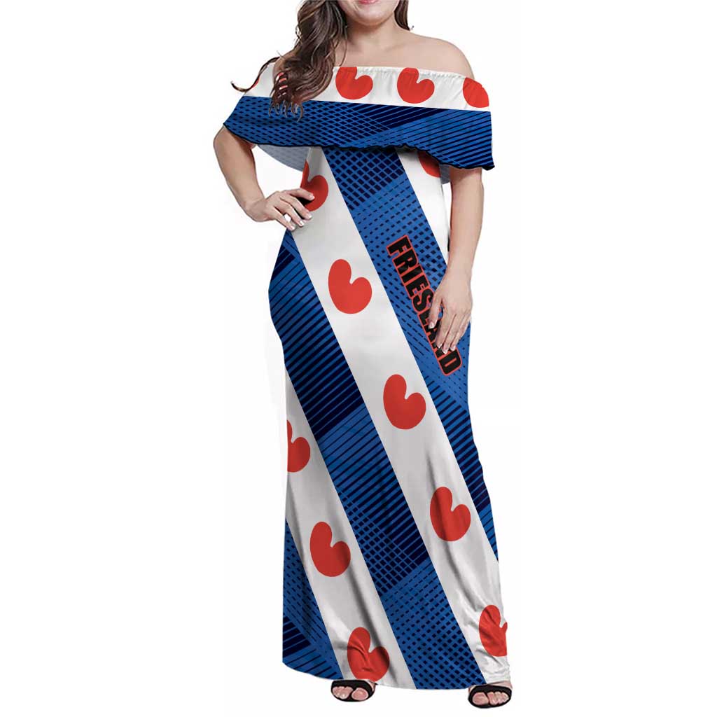 Netherlands Friesland Province Family Matching Off Shoulder Maxi Dress and Hawaiian Shirt Flag Style