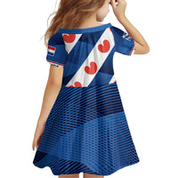 Netherlands Friesland Province Family Matching Off Shoulder Short Dress and Hawaiian Shirt Flag Style