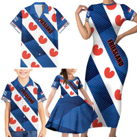 Netherlands Friesland Province Family Matching Short Sleeve Bodycon Dress and Hawaiian Shirt Flag Style