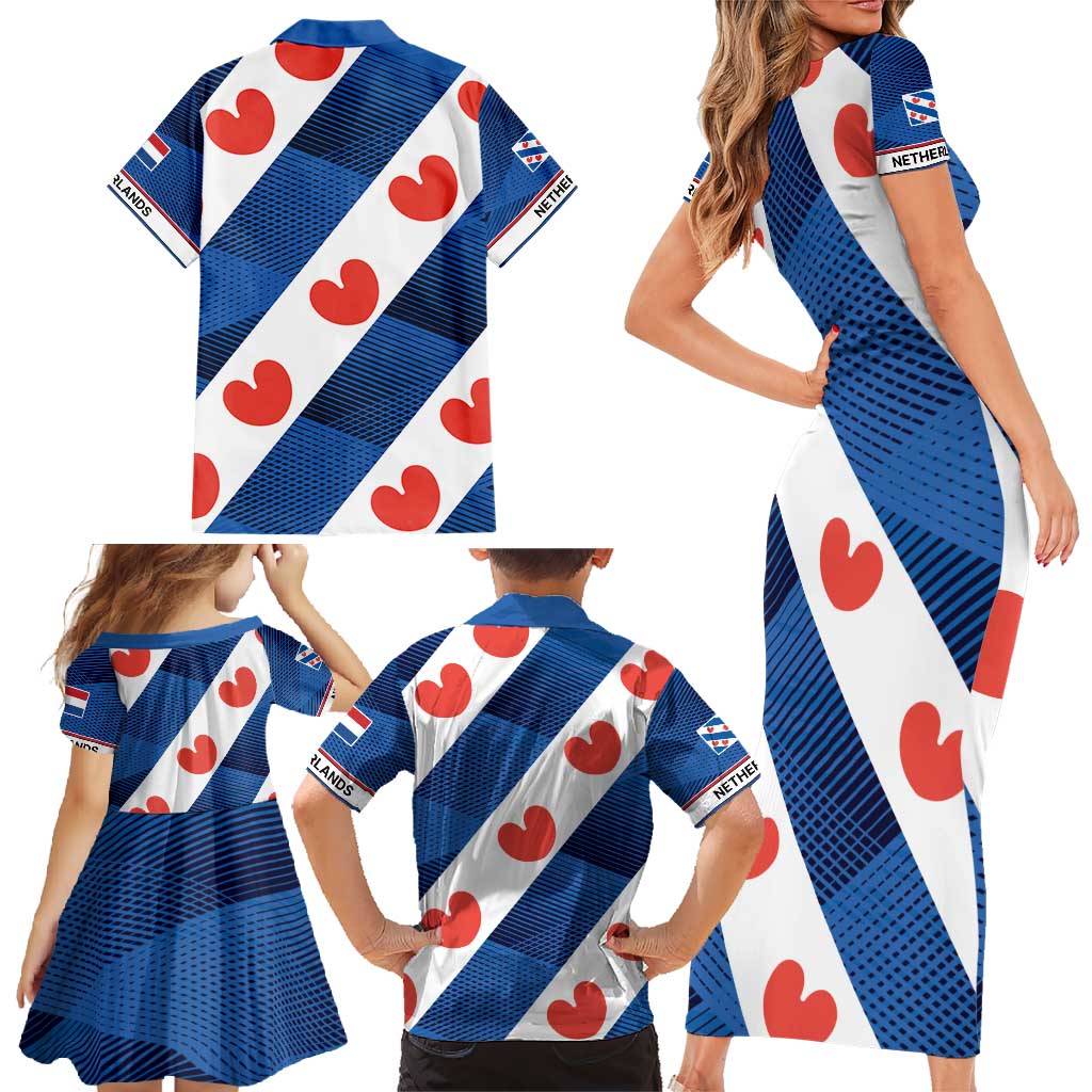 Netherlands Friesland Province Family Matching Short Sleeve Bodycon Dress and Hawaiian Shirt Flag Style