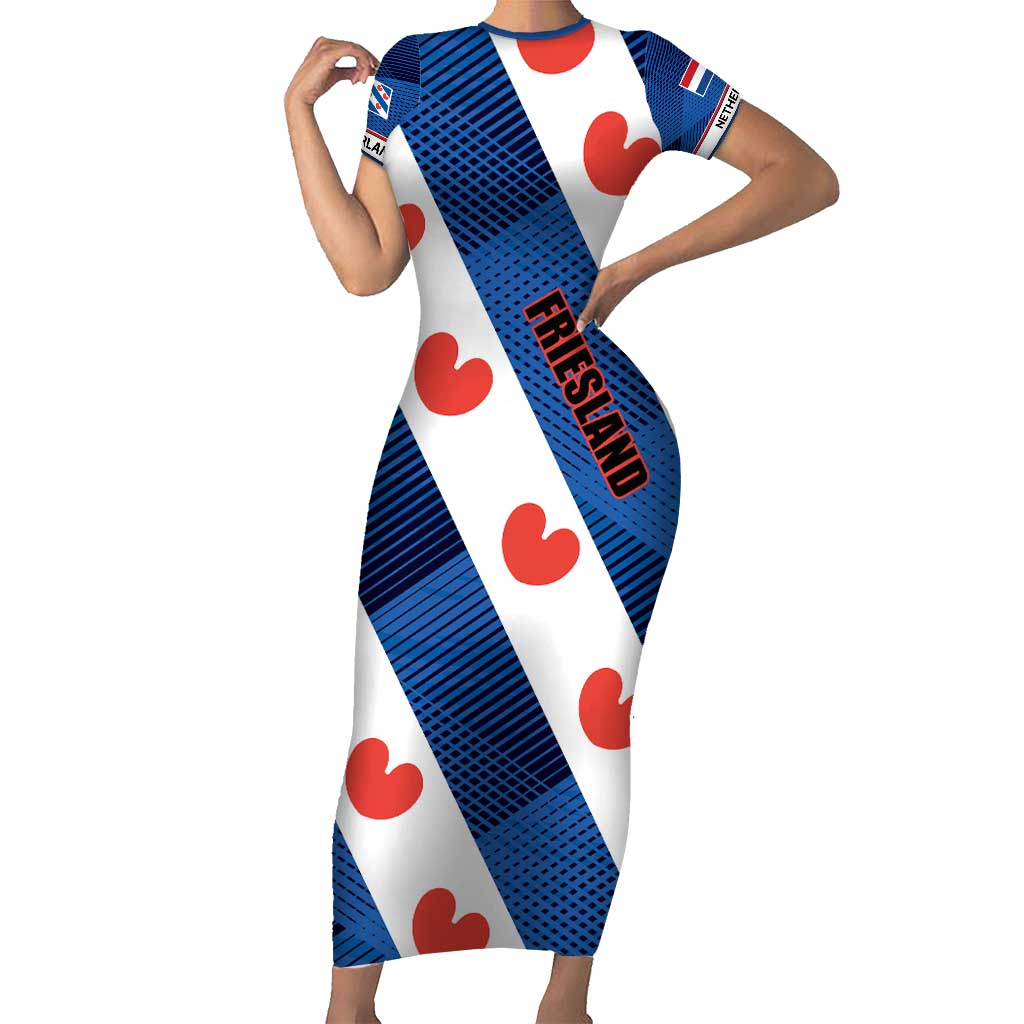 Netherlands Friesland Province Family Matching Short Sleeve Bodycon Dress and Hawaiian Shirt Flag Style