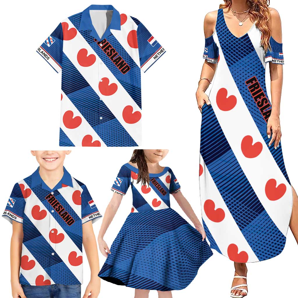 Netherlands Friesland Province Family Matching Summer Maxi Dress and Hawaiian Shirt Flag Style