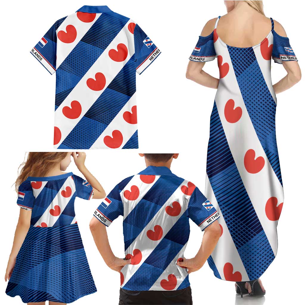 Netherlands Friesland Province Family Matching Summer Maxi Dress and Hawaiian Shirt Flag Style