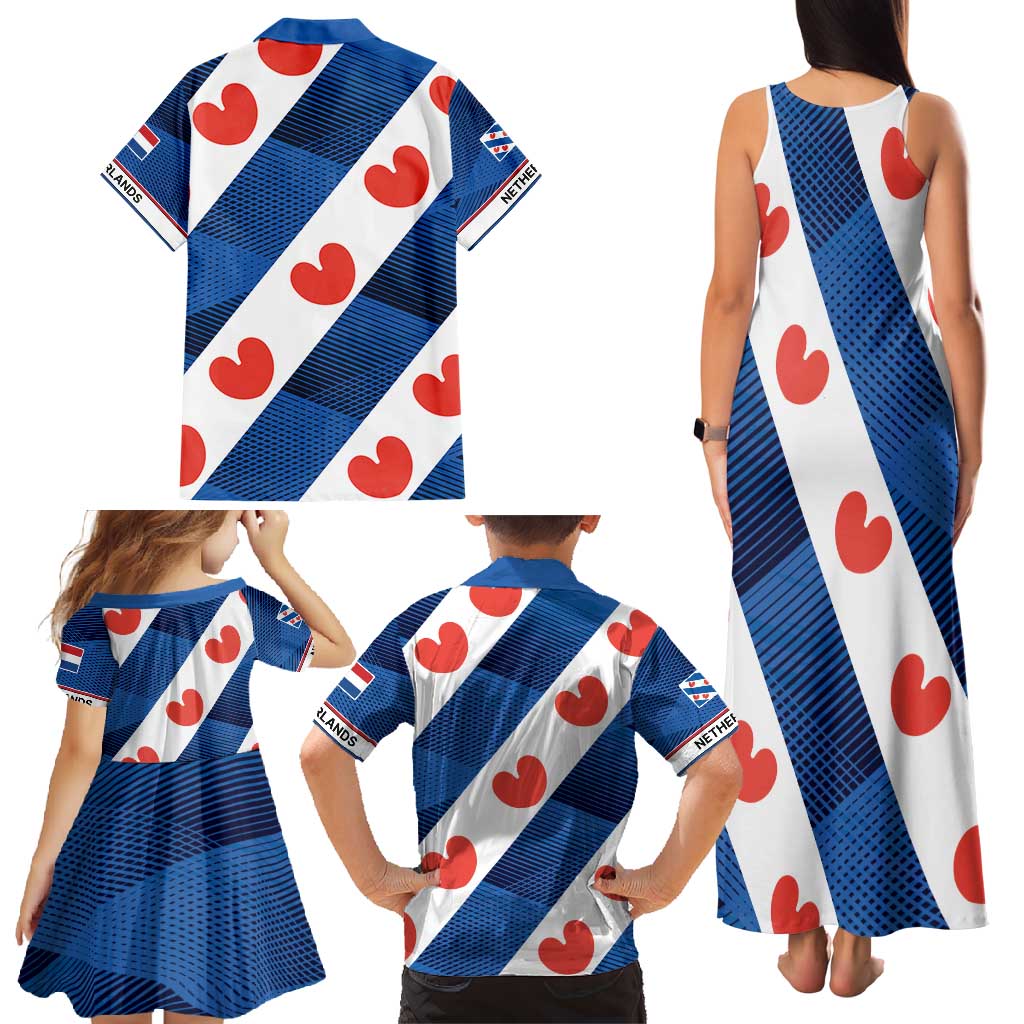 Netherlands Friesland Province Family Matching Tank Maxi Dress and Hawaiian Shirt Flag Style