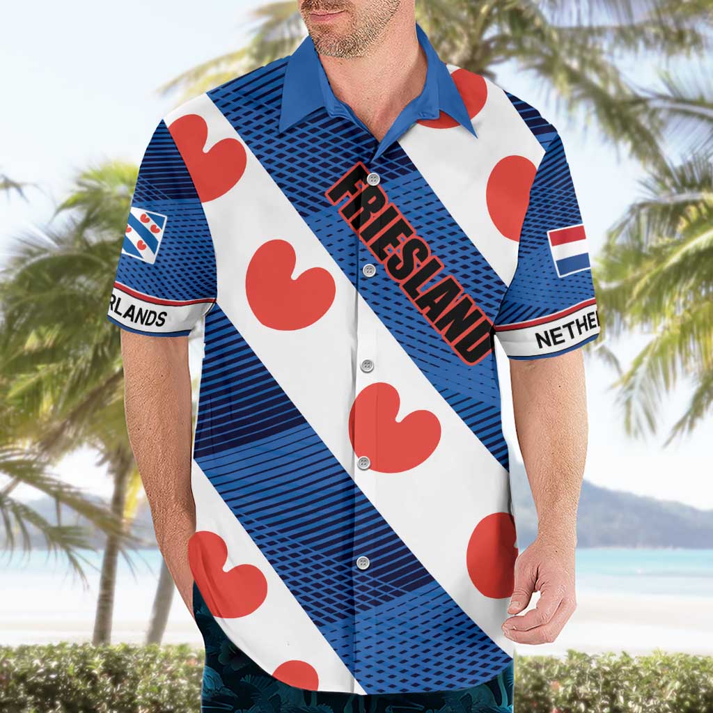 Netherlands Friesland Province Hawaiian Shirt Flag Style