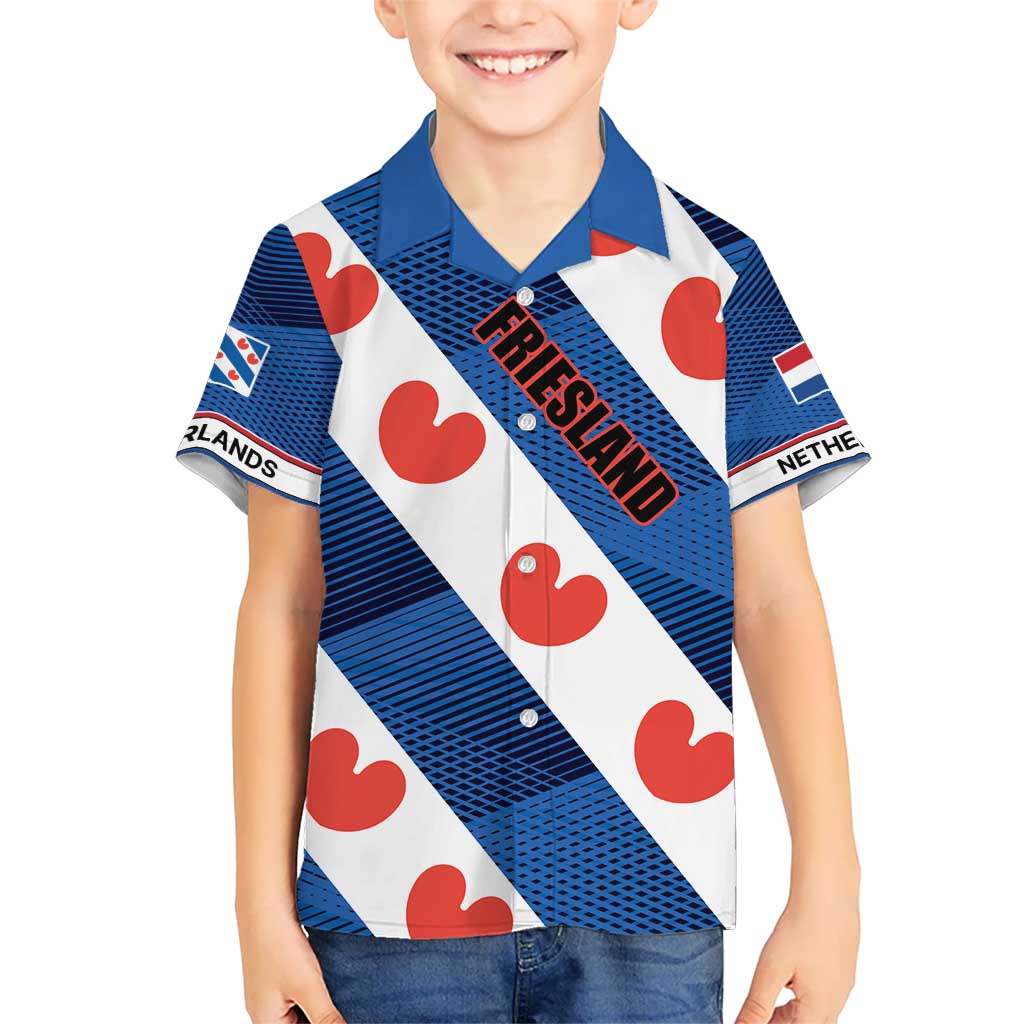 Netherlands Friesland Province Kid Hawaiian Shirt Flag Style