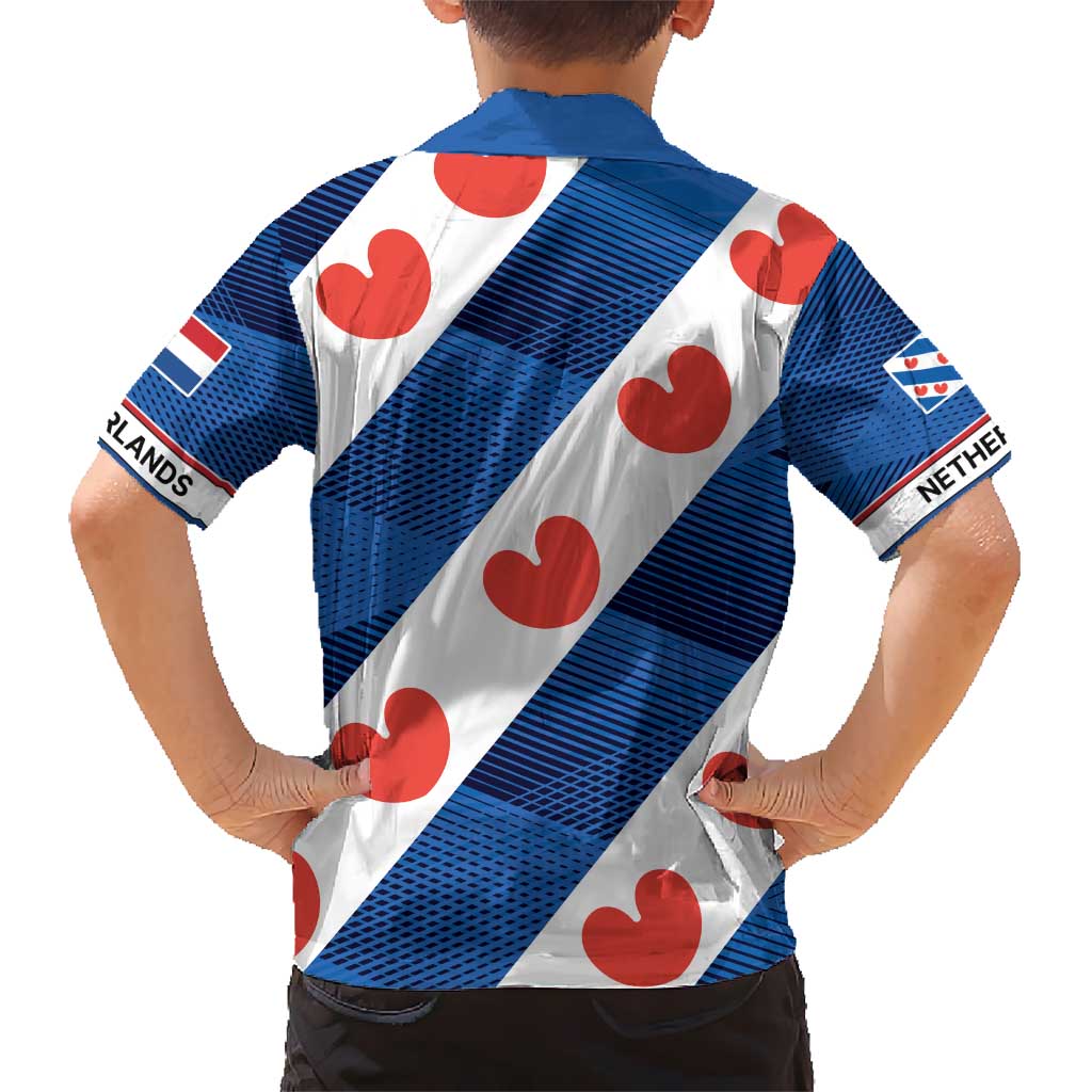 Netherlands Friesland Province Kid Hawaiian Shirt Flag Style