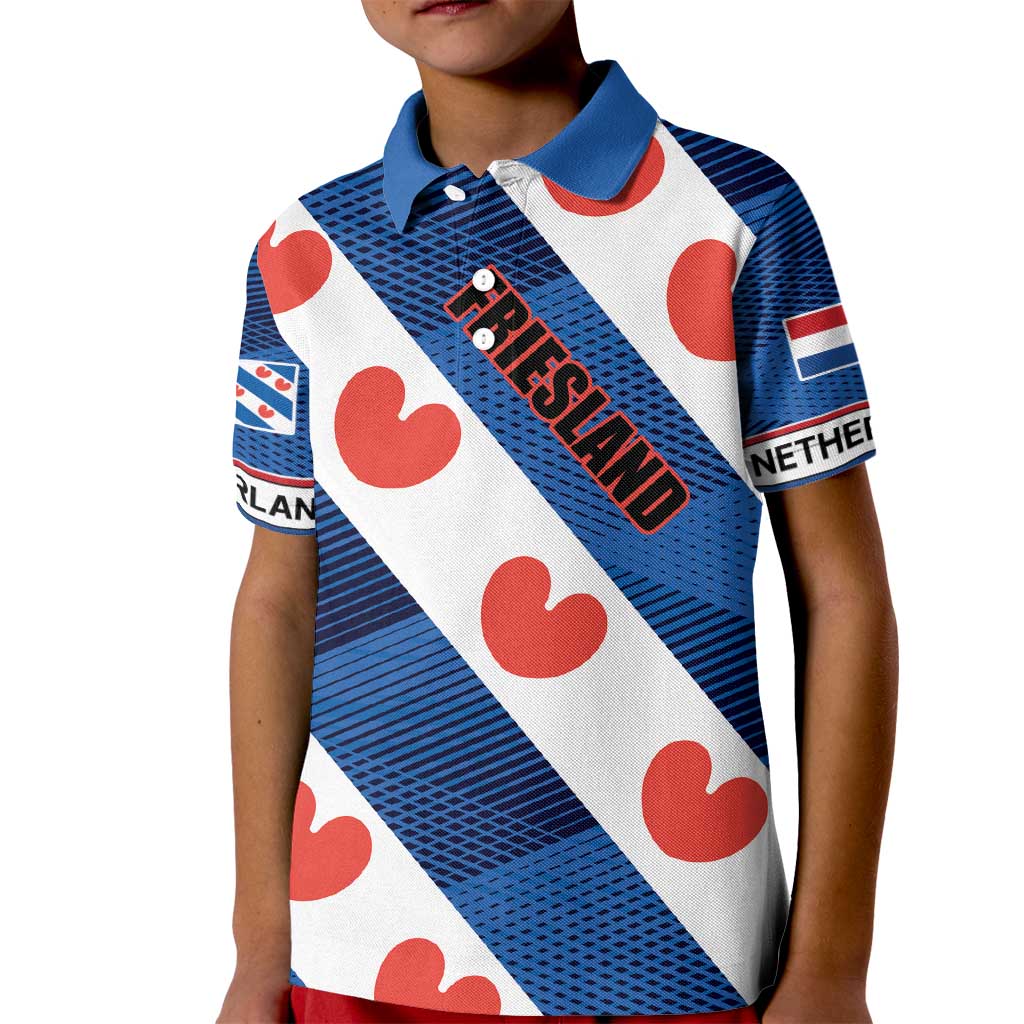 Netherlands Friesland Province Kid Polo Shirt Flag Style