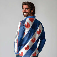Netherlands Friesland Province Long Sleeve Polo Shirt Flag Style