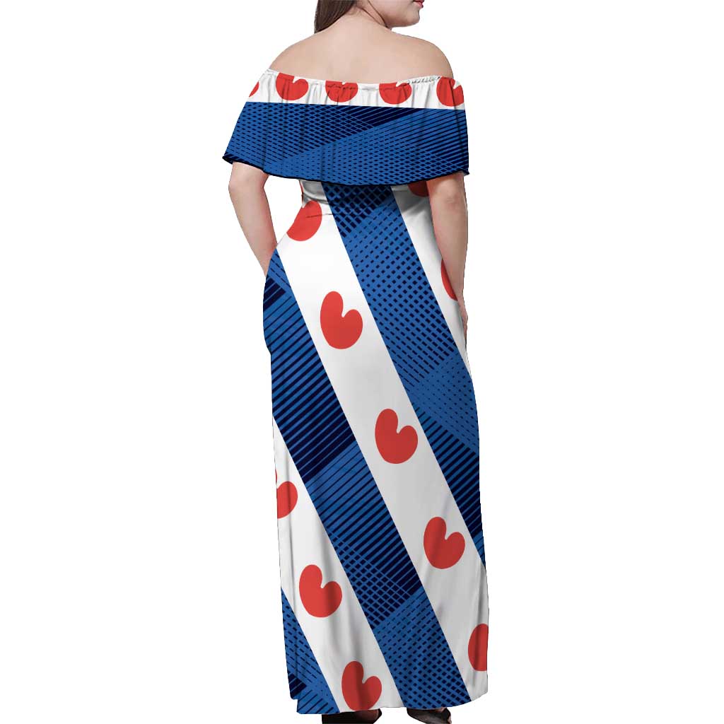 Netherlands Friesland Province Off Shoulder Maxi Dress Flag Style
