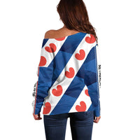 Netherlands Friesland Province Off Shoulder Sweater Flag Style