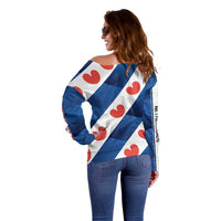 Netherlands Friesland Province Off Shoulder Sweater Flag Style