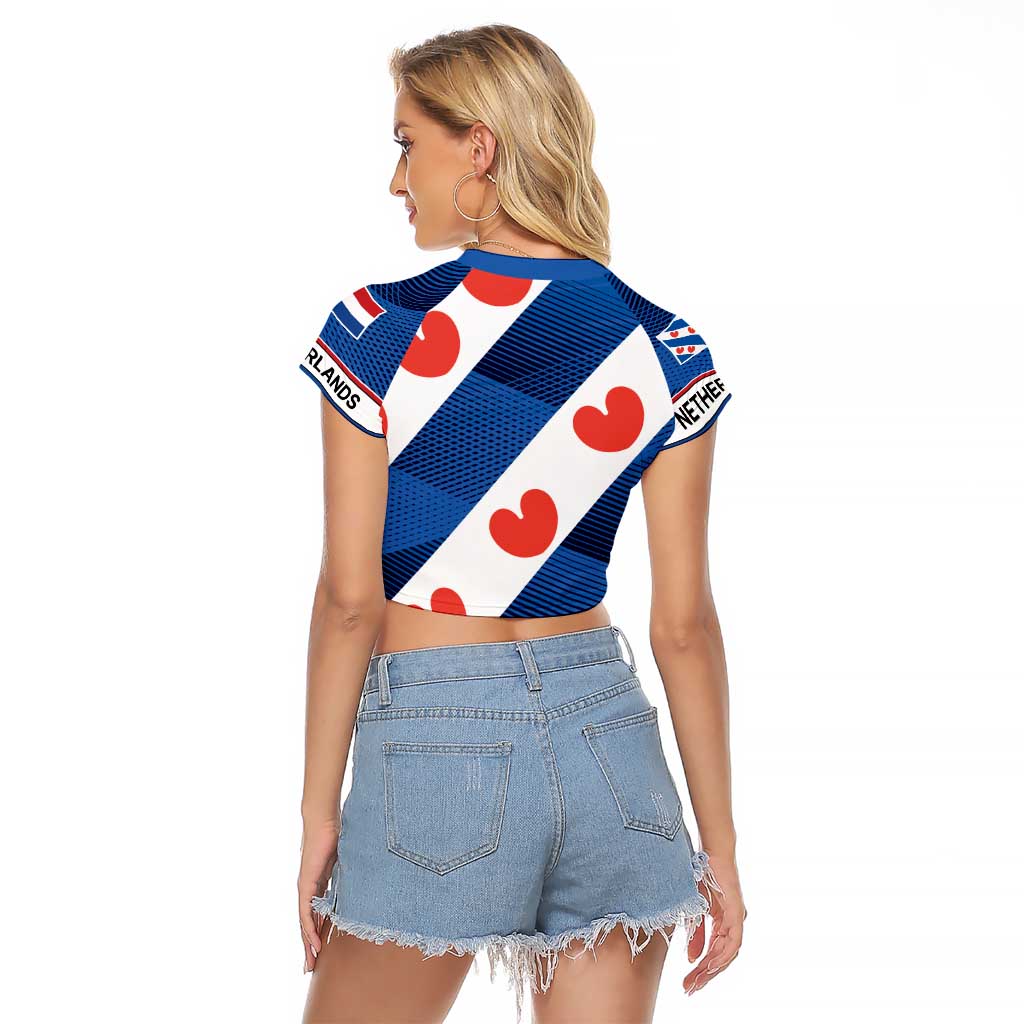 Netherlands Friesland Province Raglan Cropped T Shirt Flag Style