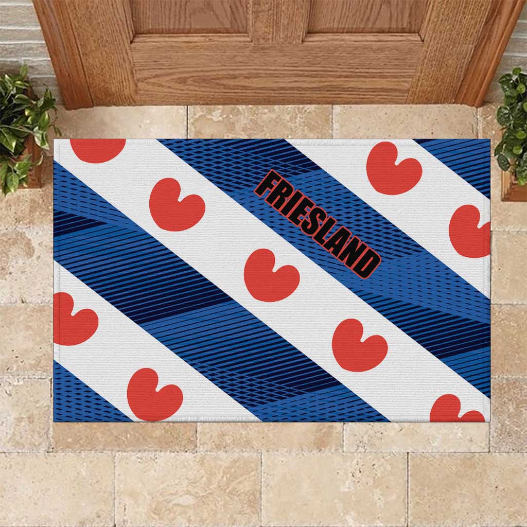 Netherlands Friesland Province Rubber Doormat Flag Style