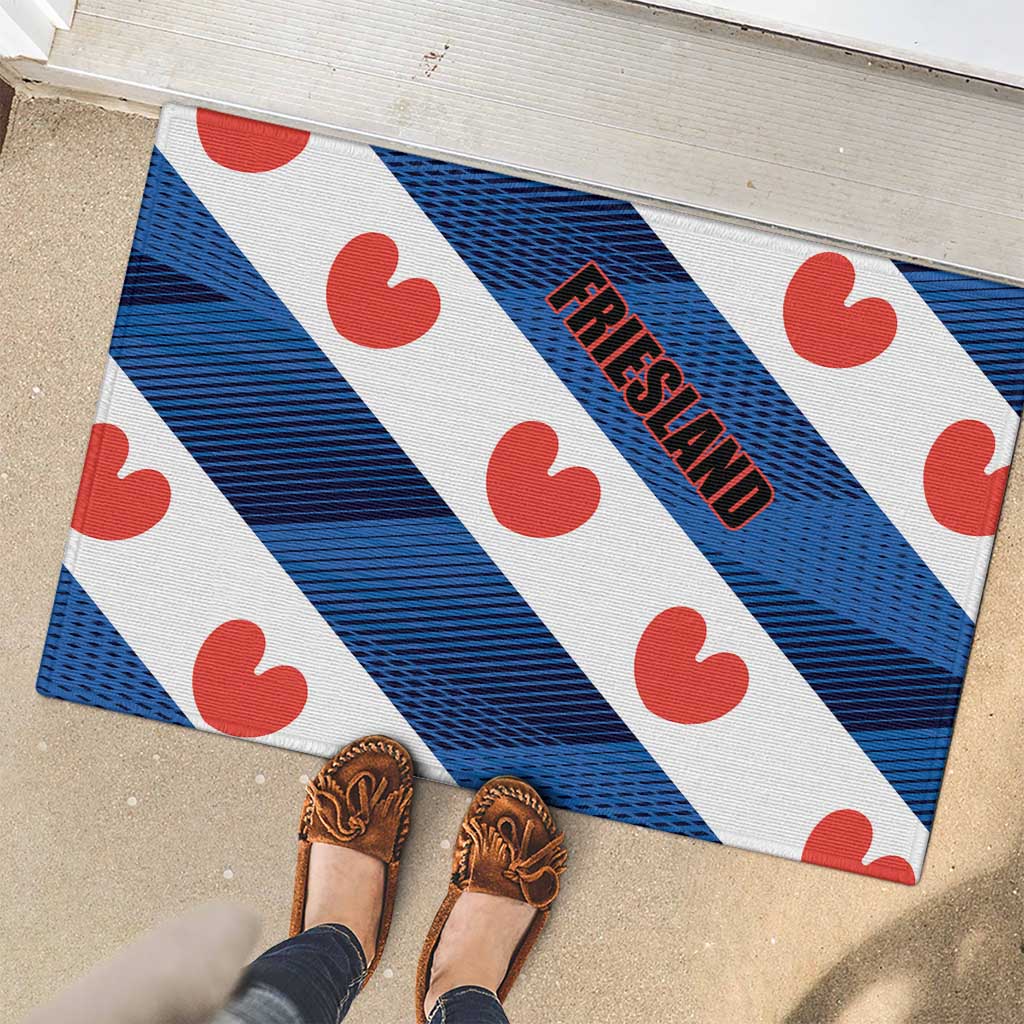 Netherlands Friesland Province Rubber Doormat Flag Style
