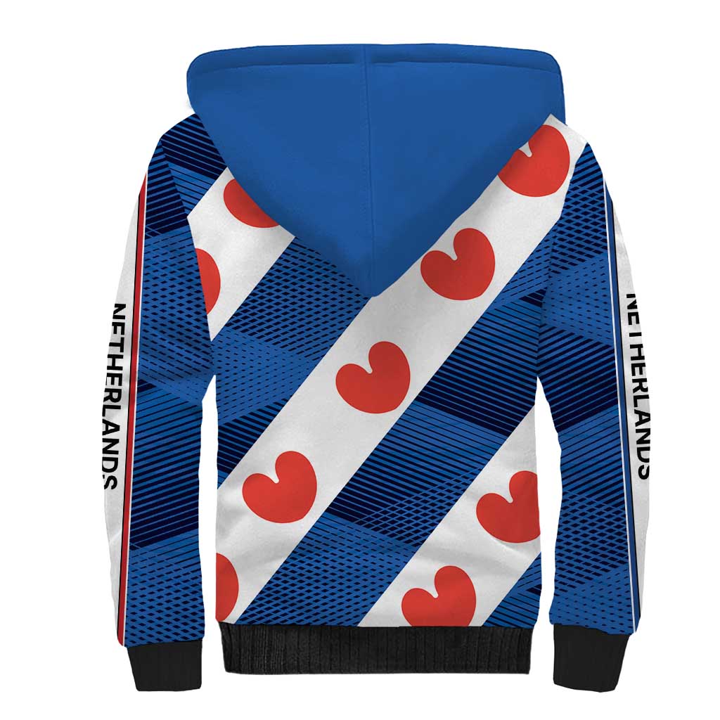 Netherlands Friesland Province Sherpa Hoodie Flag Style