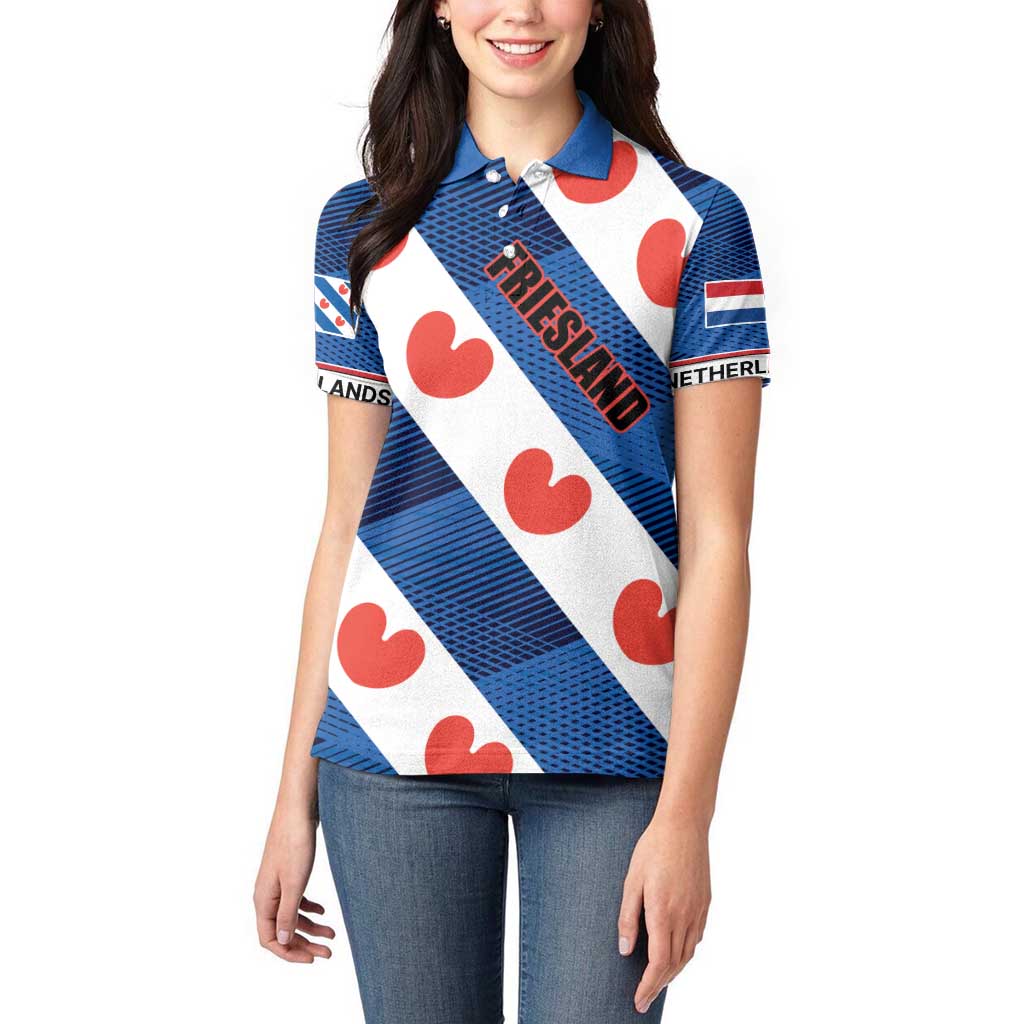 Netherlands Friesland Province Women Polo Shirt Flag Style