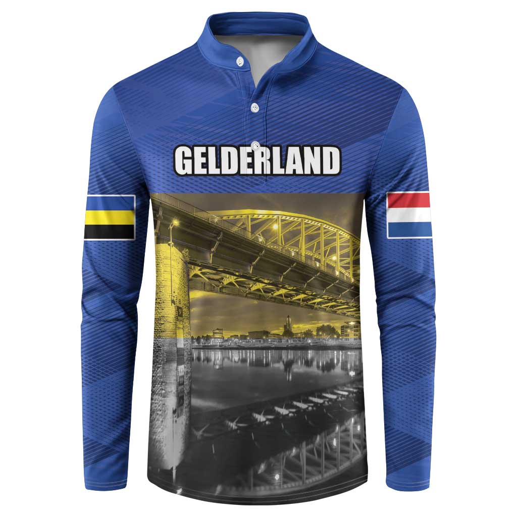 Netherlands Gelderland Province Button Sweatshirt Flag Style