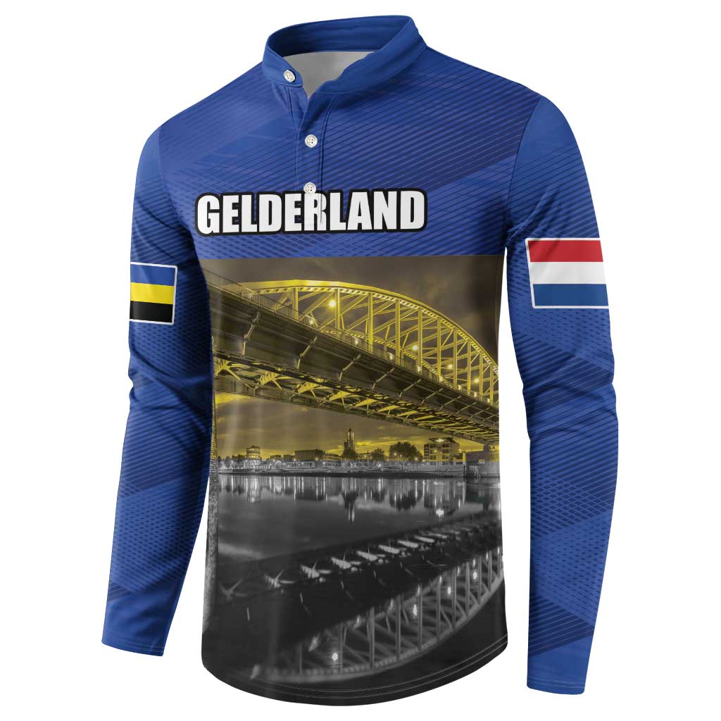 Netherlands Gelderland Province Button Sweatshirt Flag Style