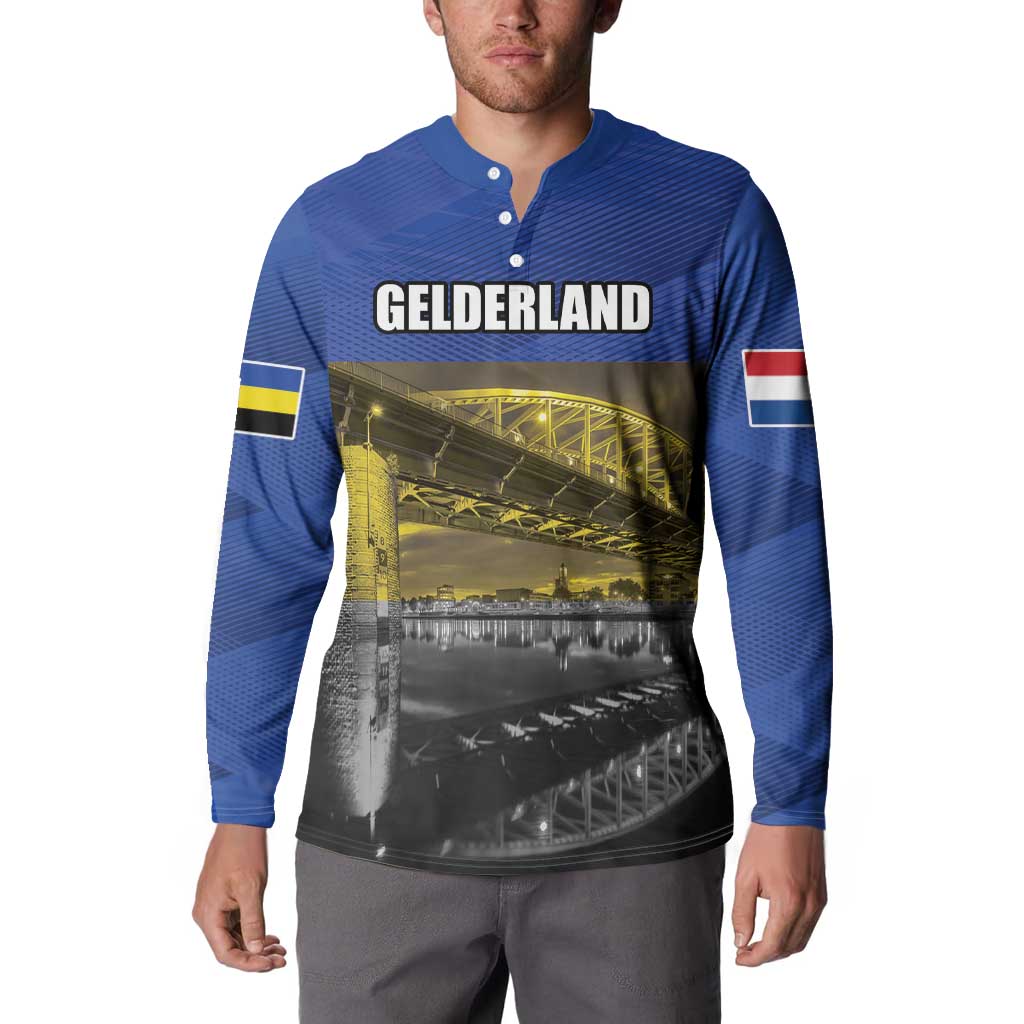 Netherlands Gelderland Province Button Sweatshirt Flag Style