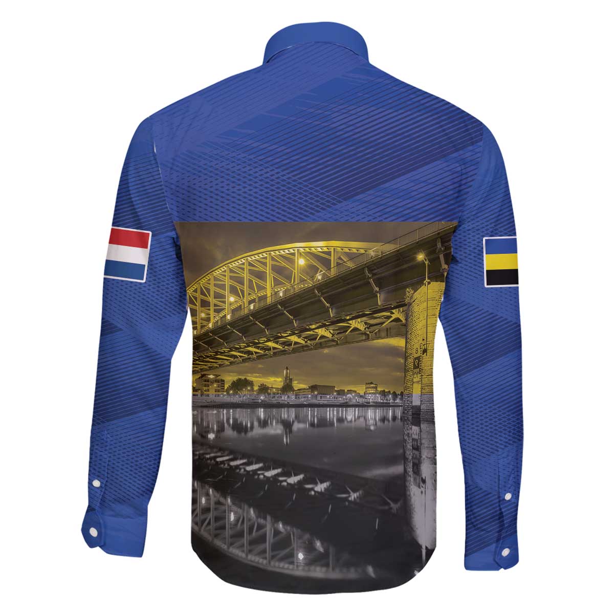 Netherlands Gelderland Province Family Matching Off The Shoulder Long Sleeve Dress and Hawaiian Shirt Flag Style