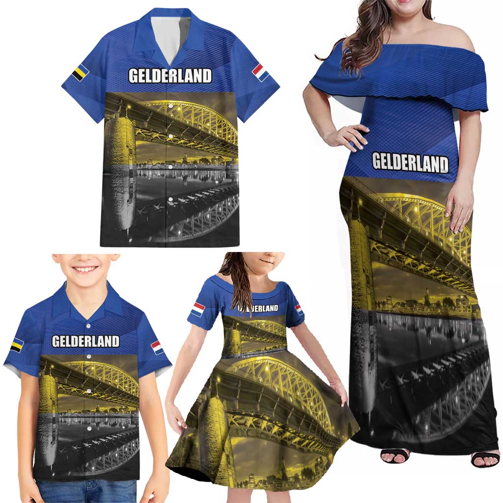 Netherlands Gelderland Province Family Matching Off Shoulder Maxi Dress and Hawaiian Shirt Flag Style