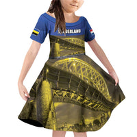 Netherlands Gelderland Province Family Matching Off Shoulder Short Dress and Hawaiian Shirt Flag Style