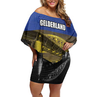 Netherlands Gelderland Province Family Matching Off Shoulder Short Dress and Hawaiian Shirt Flag Style