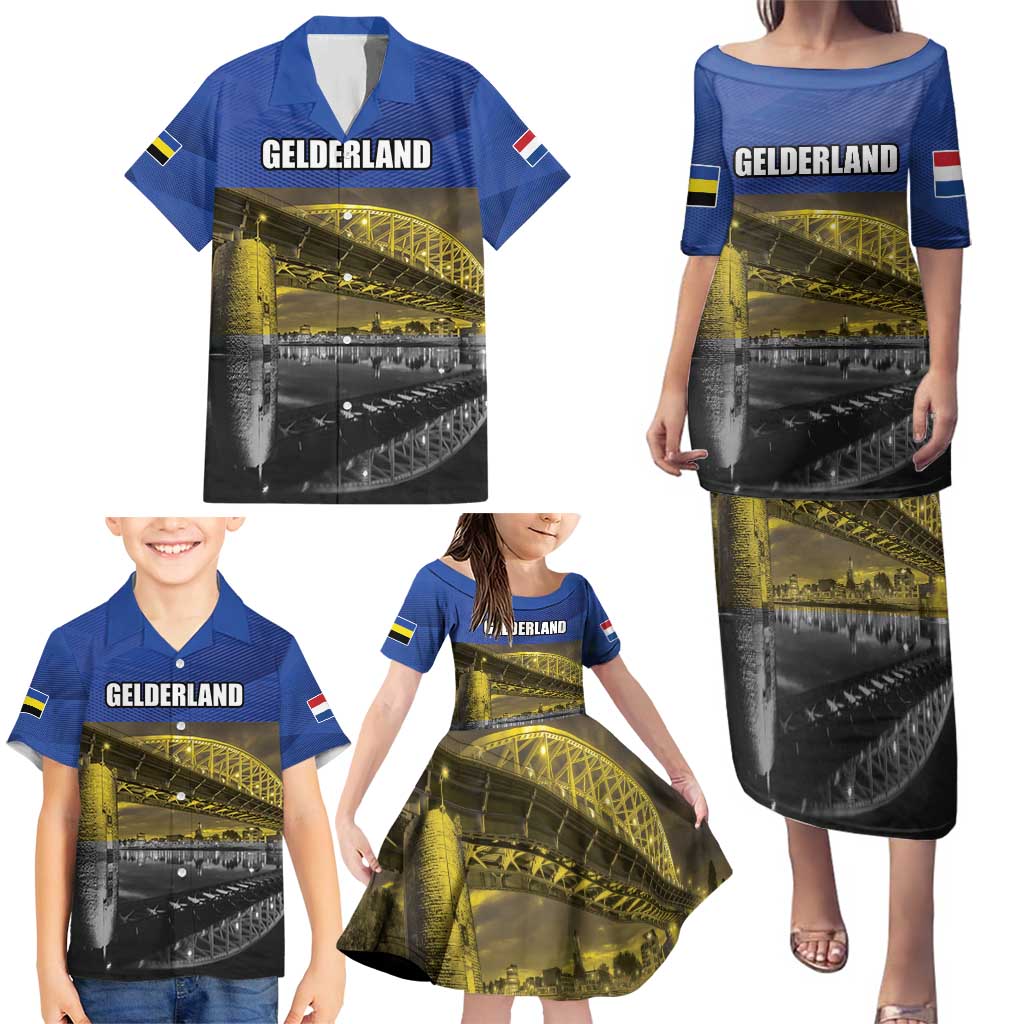 Netherlands Gelderland Province Family Matching Puletasi and Hawaiian Shirt Flag Style