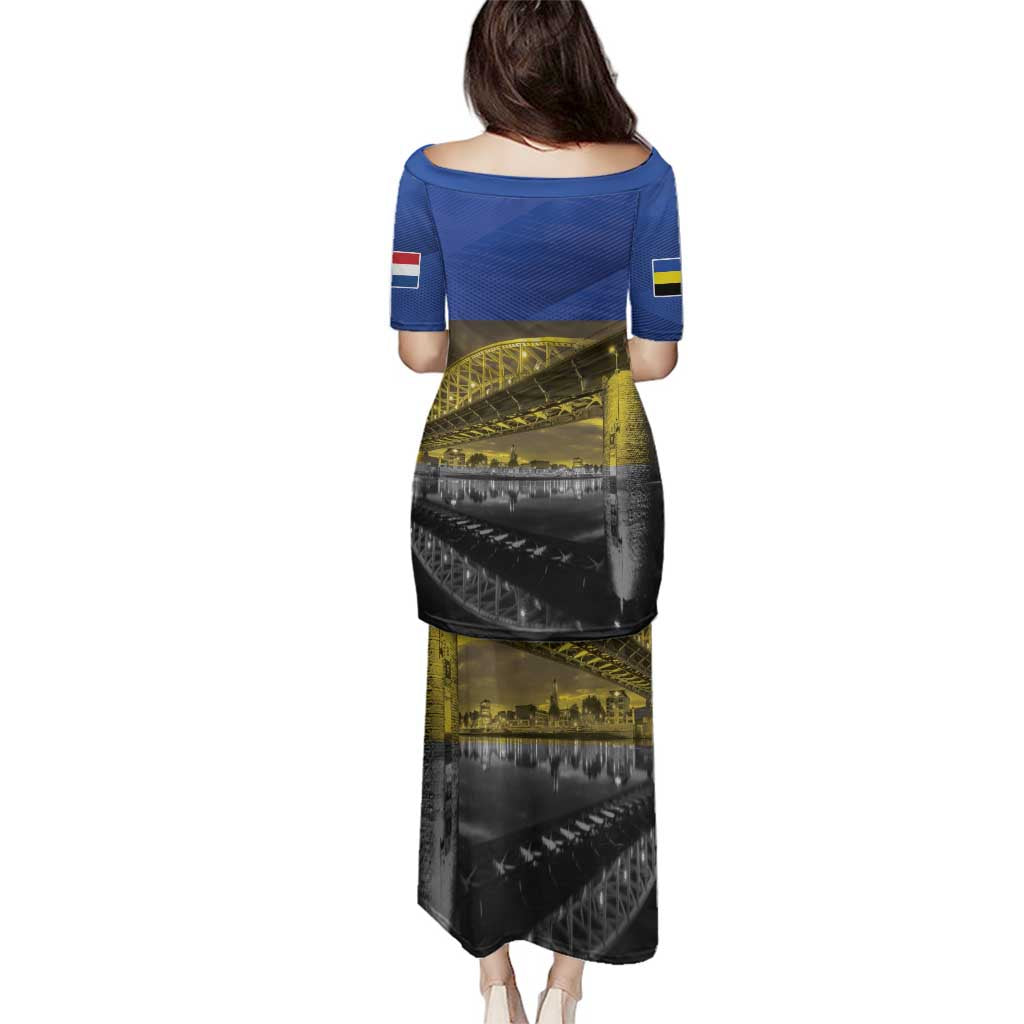 Netherlands Gelderland Province Family Matching Puletasi and Hawaiian Shirt Flag Style