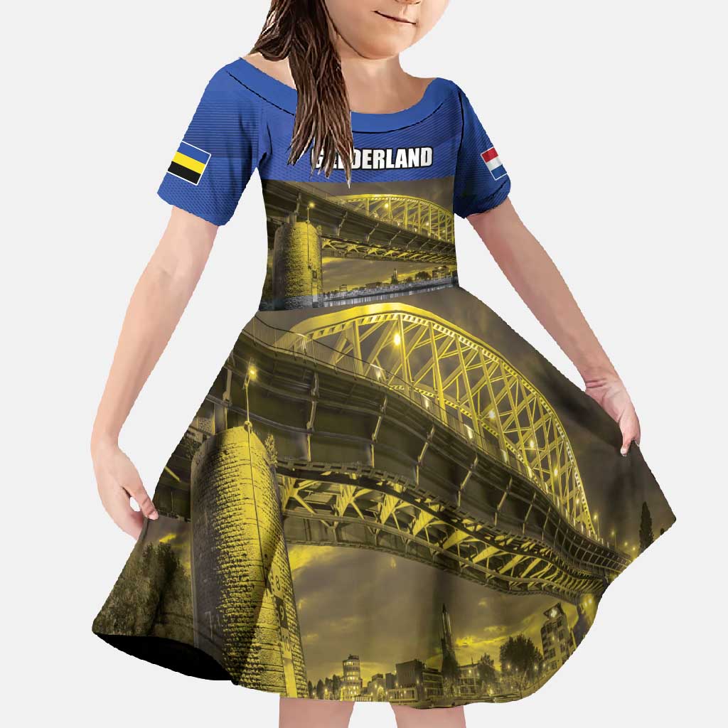 Netherlands Gelderland Province Family Matching Short Sleeve Bodycon Dress and Hawaiian Shirt Flag Style