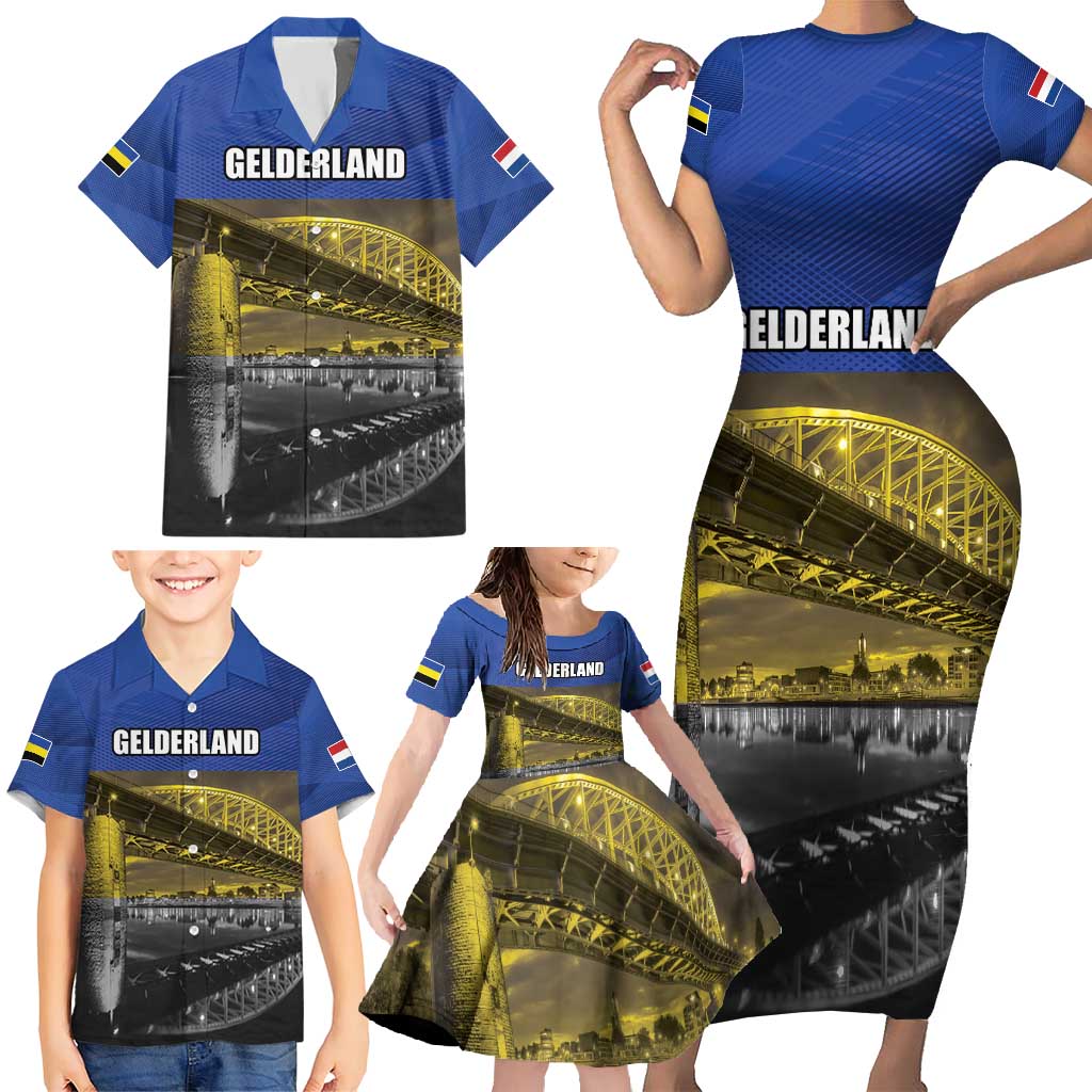 Netherlands Gelderland Province Family Matching Short Sleeve Bodycon Dress and Hawaiian Shirt Flag Style