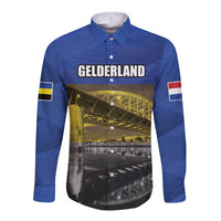 Netherlands Gelderland Province Long Sleeve Button Shirt Flag Style