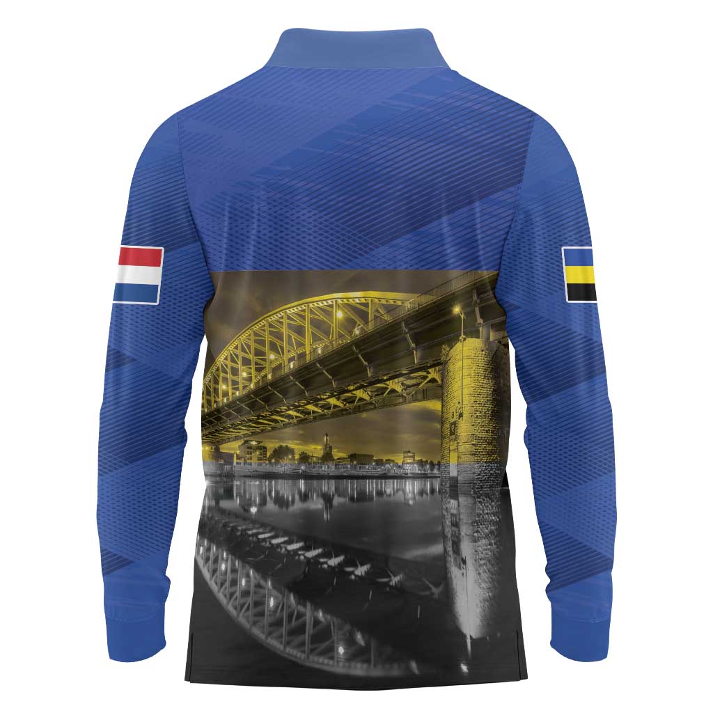 Netherlands Gelderland Province Long Sleeve Polo Shirt Flag Style