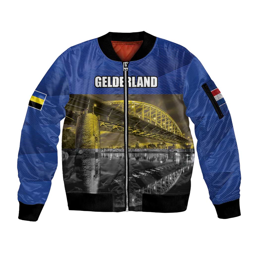 Netherlands Gelderland Province Sleeve Zip Bomber Jacket Flag Style