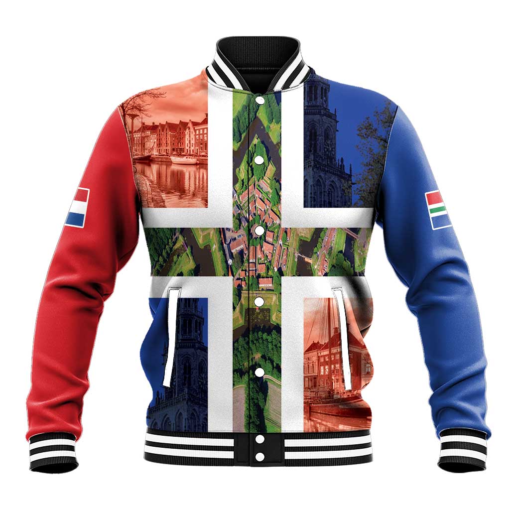 Netherlands Groningen Province Baseball Jacket Flag Style
