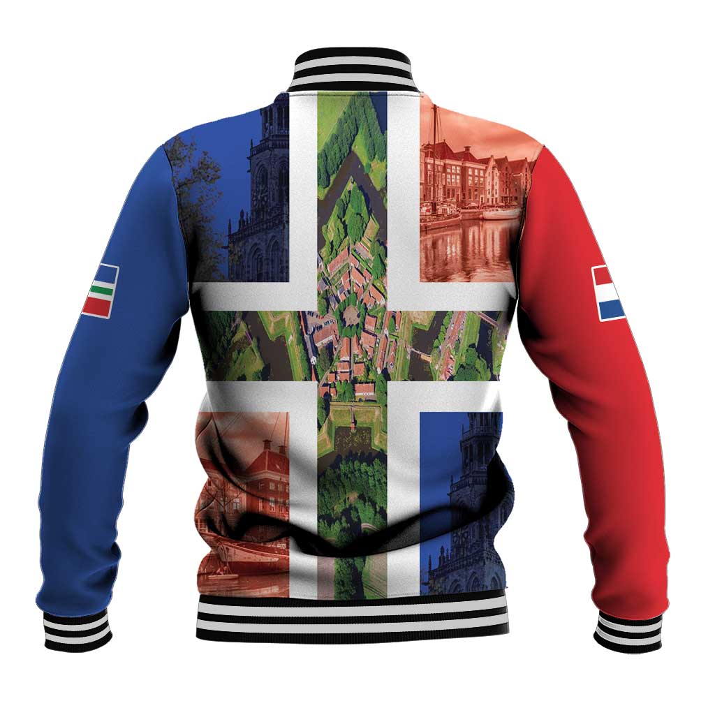 Netherlands Groningen Province Baseball Jacket Flag Style