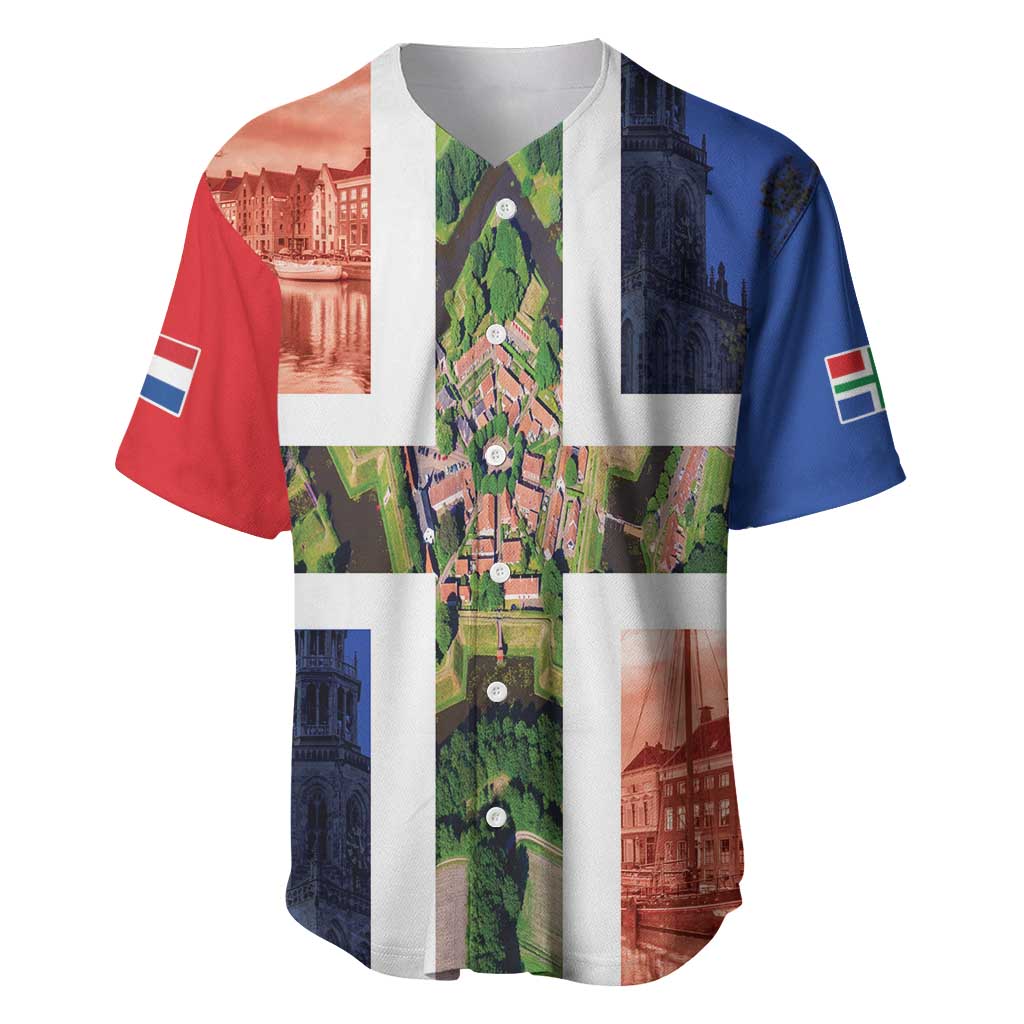 Netherlands Groningen Province Baseball Jersey Flag Style