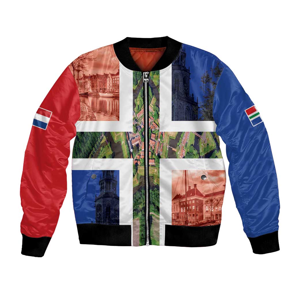 Netherlands Groningen Province Bomber Jacket Flag Style