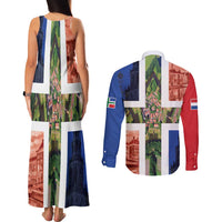 Netherlands Groningen Province Couples Matching Tank Maxi Dress and Long Sleeve Button Shirt Flag Style