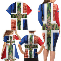 Netherlands Groningen Province Family Matching Long Sleeve Bodycon Dress and Hawaiian Shirt Flag Style