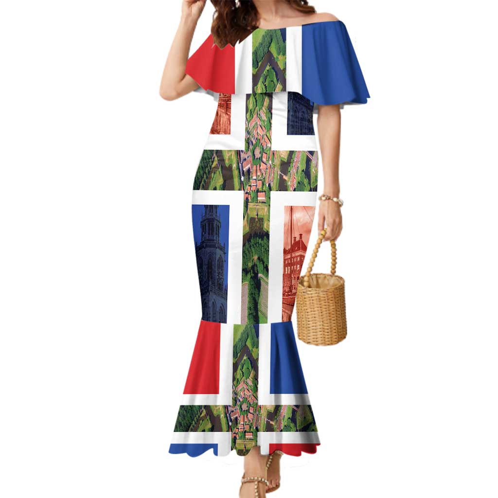 Netherlands Groningen Province Family Matching Mermaid Dress and Hawaiian Shirt Flag Style