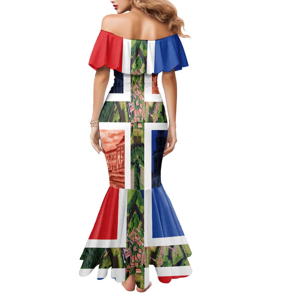 Netherlands Groningen Province Family Matching Mermaid Dress and Hawaiian Shirt Flag Style