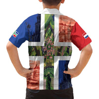 Netherlands Groningen Province Family Matching Off The Shoulder Long Sleeve Dress and Hawaiian Shirt Flag Style