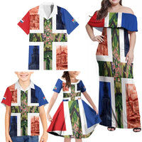 Netherlands Groningen Province Family Matching Off Shoulder Maxi Dress and Hawaiian Shirt Flag Style