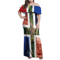 Netherlands Groningen Province Family Matching Off Shoulder Maxi Dress and Hawaiian Shirt Flag Style