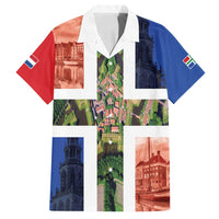 Netherlands Groningen Province Family Matching Off Shoulder Short Dress and Hawaiian Shirt Flag Style