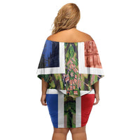 Netherlands Groningen Province Family Matching Off Shoulder Short Dress and Hawaiian Shirt Flag Style