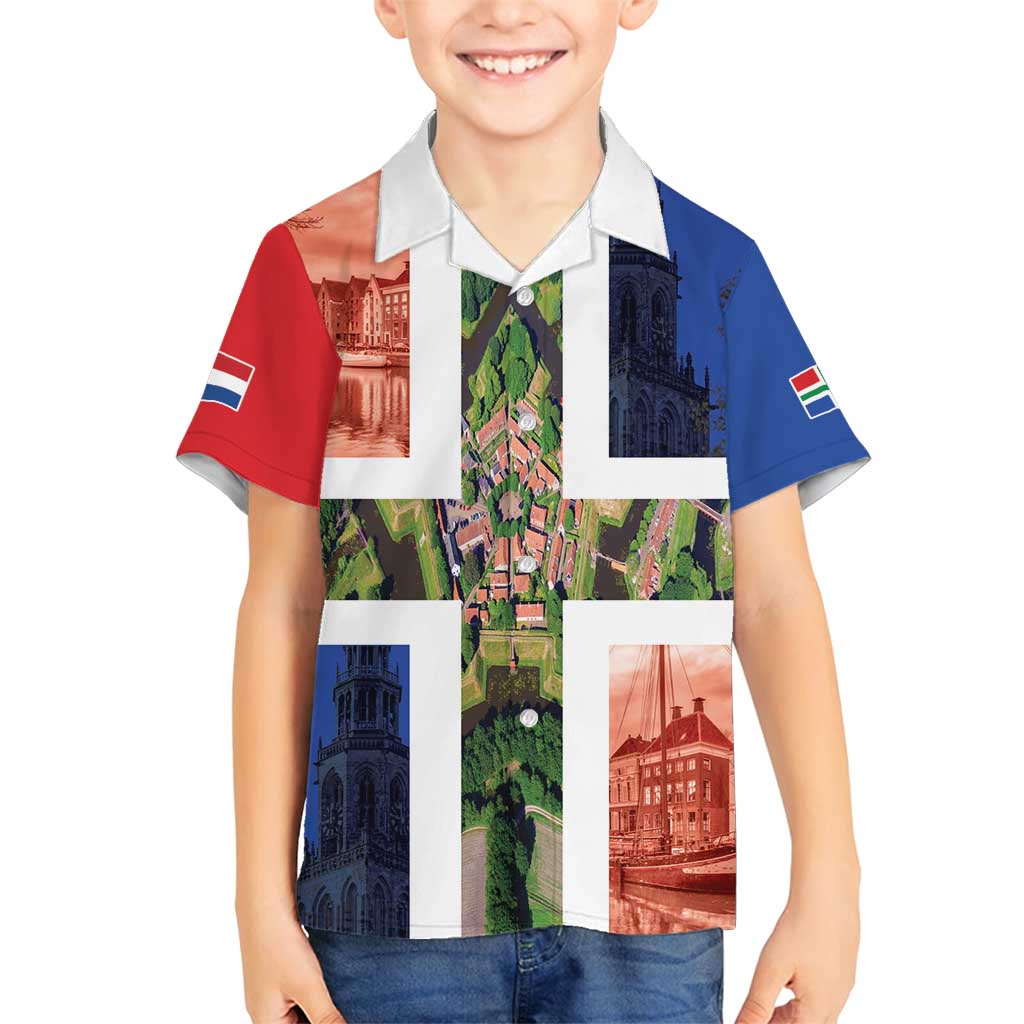 Netherlands Groningen Province Family Matching Puletasi and Hawaiian Shirt Flag Style